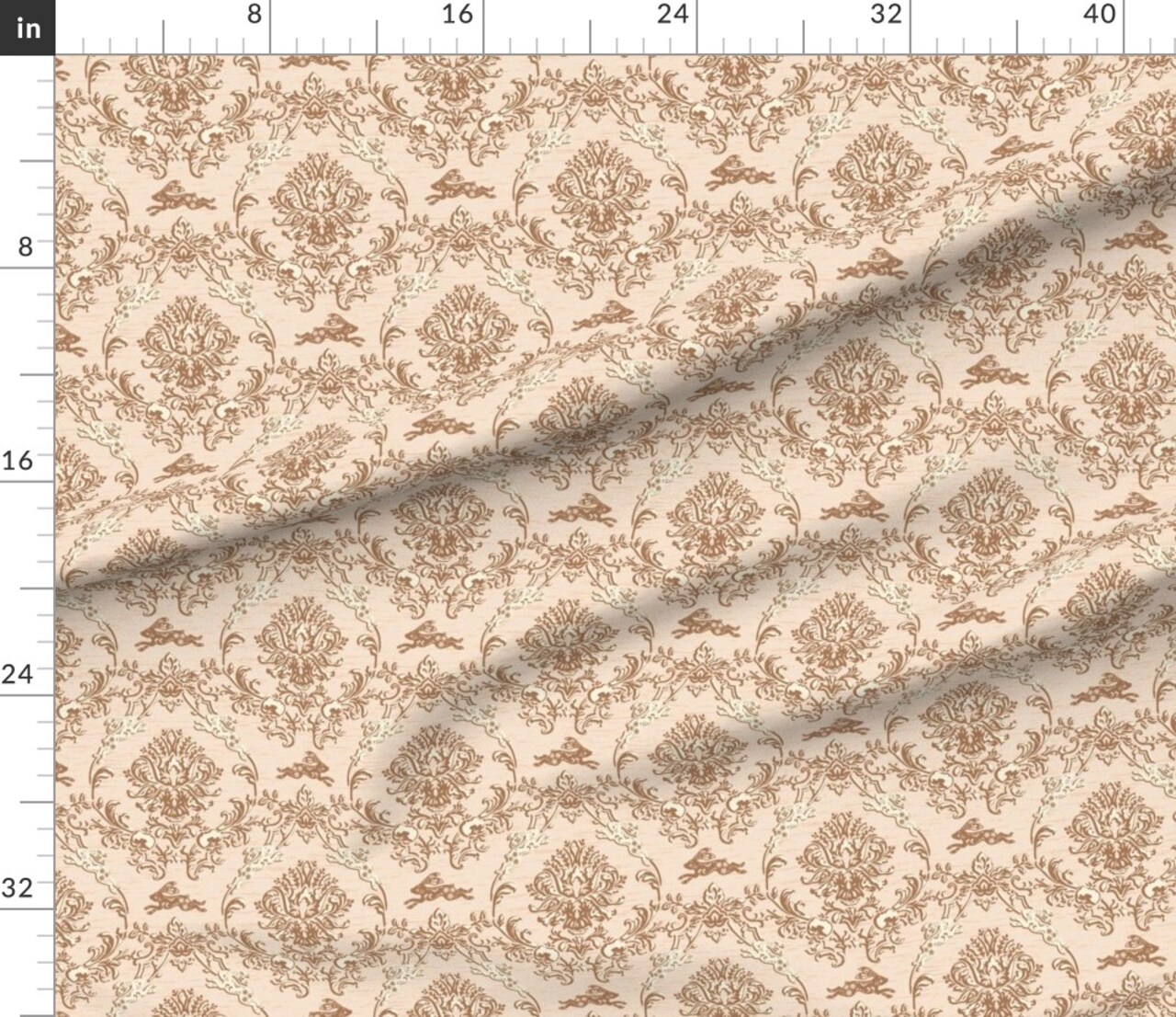 Traditional Damask Earth Tone Classic Victorian Regency Custom Printed Fabric by Spoonflower Various Fabrics by the Yard or Fat Quarter